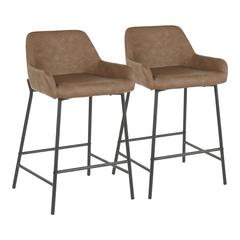 Black Metal , Espresso PU Daniella Counter Stool - Set of 2