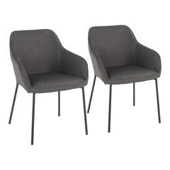 Black Metal, Charcoal Fabric Daniella Dining Chair - Set of 2