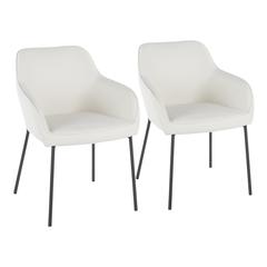 Black Metal, Cream Fabric Daniella Dining Chair - Set of 2