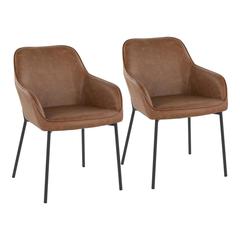 Black Steel, Camel PU Daniella Dining Chair - Set of 2