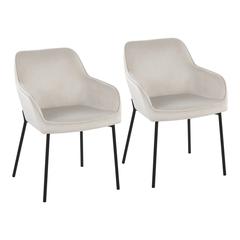 Black Steel, Cream Velvet Daniella Dining Chair - Set of 2