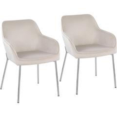 Chrome Steel, Cream Velvet Daniella Dining Chair - Set of 2