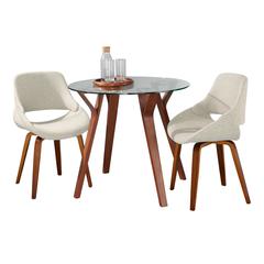 Brown Folia Round Fabrico Dining Set - 3 Piece