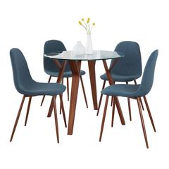 Brown Folia Round Pebble Dining Set - 5 Piece