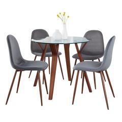 Brown Folia Round Pebble Dining Set - 5 Piece