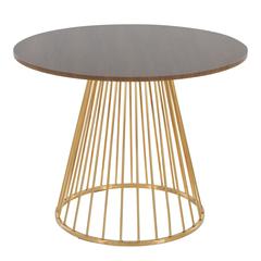 Gold Metal, Walnut Wood Canary Cosmo Dining Table