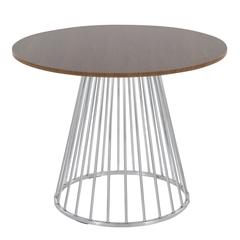 Silver Metal, Walnut Wood Canary Cosmo Dining Table
