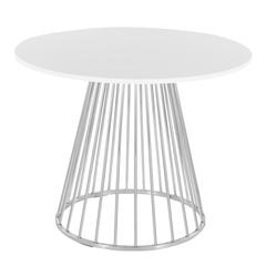 Silver Metal, White MDF Canary Cosmo Dining Table
