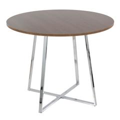 Chrome Metal, Walnut Wood Canary Cosmo Dining Table