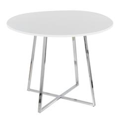 Chrome Metal, White MDF Canary Cosmo Dining Table