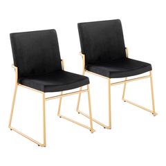 Gold Steel, Black Velvet Dutchess Dining Chair - Set of 2