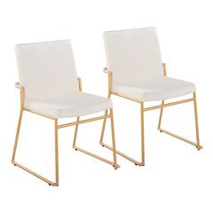 Gold Steel, Cream Velvet Dutchess Dining Chair - Set of 2