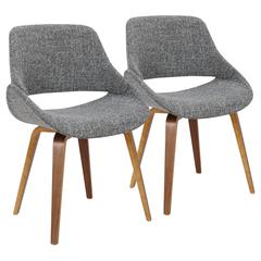 Walnut, Grey Fabrico Chair - Set of 2