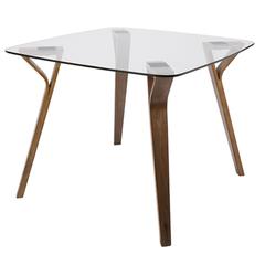 Walnut, Clear Glass Folia Dinette Table