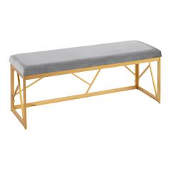 Gold Steel, Grey Velvet Folia Metal Bench