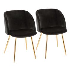 Gold Metal, Black Velvet Fran Chair - Set of 2