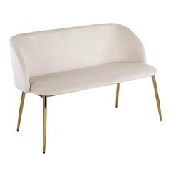 Gold Steel, Cream Velvet Fran Bench