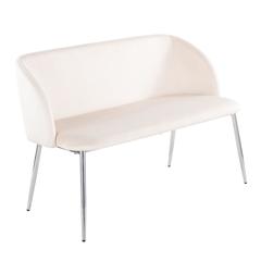 Chrome Metal, Cream Velvet Fran Bench