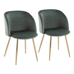 Gold Metal, Sage Green Velvet Fran Chair - Set of 2