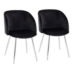 Chrome, Black Velvet Fran Chair - Set of 2