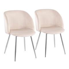 Chrome, Cream Velvet Fran Chair - Set of 2