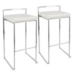 White Fuji Stacker Barstool - Set of 2