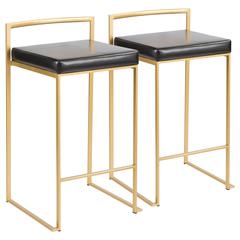 Gold, Black Fuji Stacker Counter Stool - Set of 2