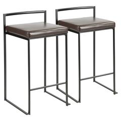 Black, Brown Fuji Stacker Counter Stool - Set of 2