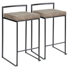 Black, Brown Cowboy Fabric Fuji Stacker Counter Stool - Set of 2