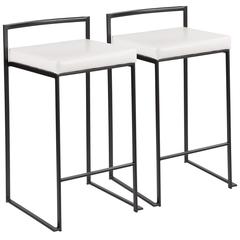 Black, White Fuji Stacker Counter Stool - Set of 2