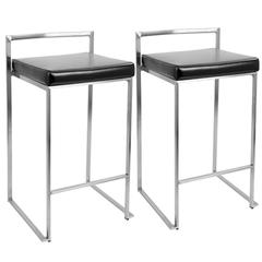 Black Fuji Stacker Counter Stool - Set of 2