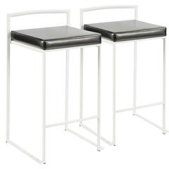 White, Black Fuji Stacker Counter Stool - Set of 2
