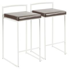 White, Brown Fuji Stacker Counter Stool - Set of 2