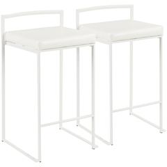 White, White Fuji Stacker Counter Stool - Set of 2