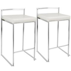 White Fuji Stacker Counter Stool - Set of 2