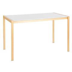 Gold Metal, White Marble Fuji Dinette Table