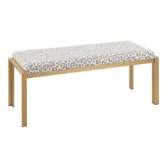 Gold, Grey Leopard Fabric Fuji Bench