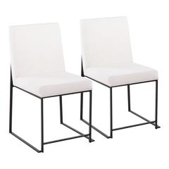 Black Steel, White Velvet High Back Fuji Dining Chair - Set of 2