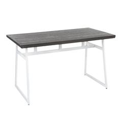 Vintage White Metal, Espresso Bamboo Geo Dining Table