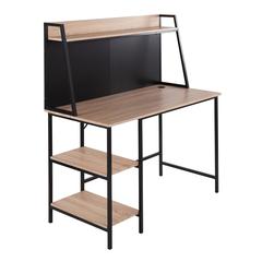Black Steel, Natural MDF Geo Shelf Desk
