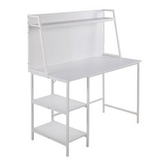 White Steel, White MDF Geo Shelf Desk