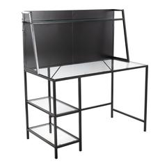 Black Metal, Clear Glass Geo Tier Desk