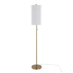Gold Metal, White Linen Bounty 62" Metal Floor Lamp