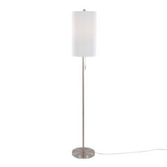 Brushed Nickel, White Linen Bounty 62" Metal Floor Lamp