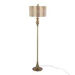 Gold Metal, Off-White Linen Ashland 63" Metal Floor Lamp