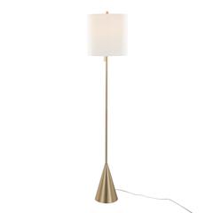 Gold Metal, White Linen Cone 64" Metal Floor Lamp