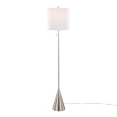 Brushed Nickel, White Linen Cone 64" Metal Floor Lamp