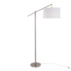 Brushed Nickel, Off-White Linen Casper 69" Metal Floor Lamp