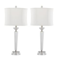 Clear Diamond Torch 25.75" Crystal Table Lamp - Set of 2
