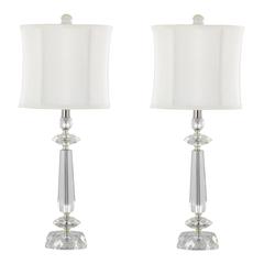 Clear Karat 25.5" Crystal Table Lamp - Set of 2